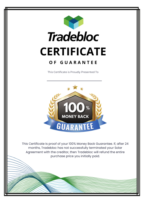Tradebloc Certificate of Guarantee